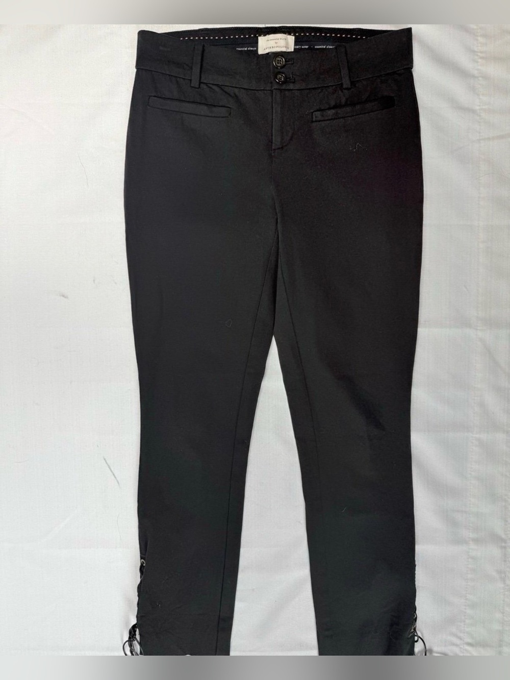 Anthropologie Women’s The Essential Slim Black Pant Tie Ankle Size 2